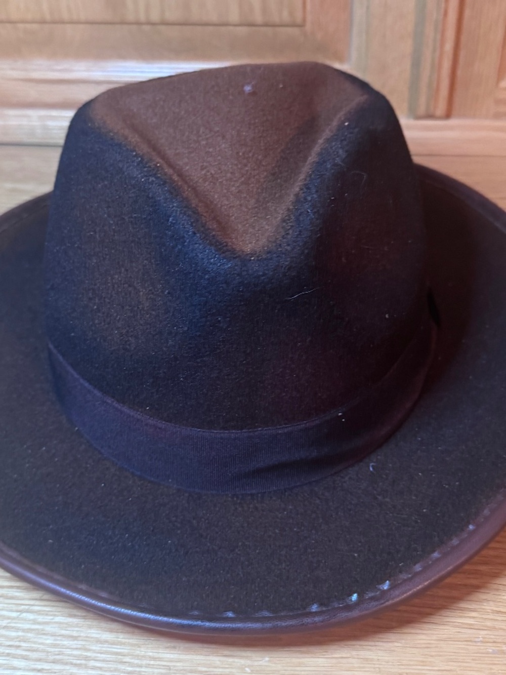 Brown Wool Felt Fedora Hat One Size Fits Most 13.5 X 12 X 7.5" 8" Opening
